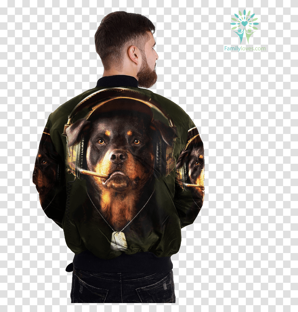 Rottweiler Over Print Jacket 2 Tag Familyloves Jacket, Person, Skin, Canine Transparent Png