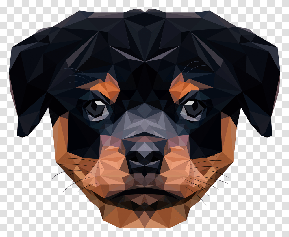 Rottweiler Puppy Low Poly Origami, Diamond, Head, Art, Graphics Transparent Png