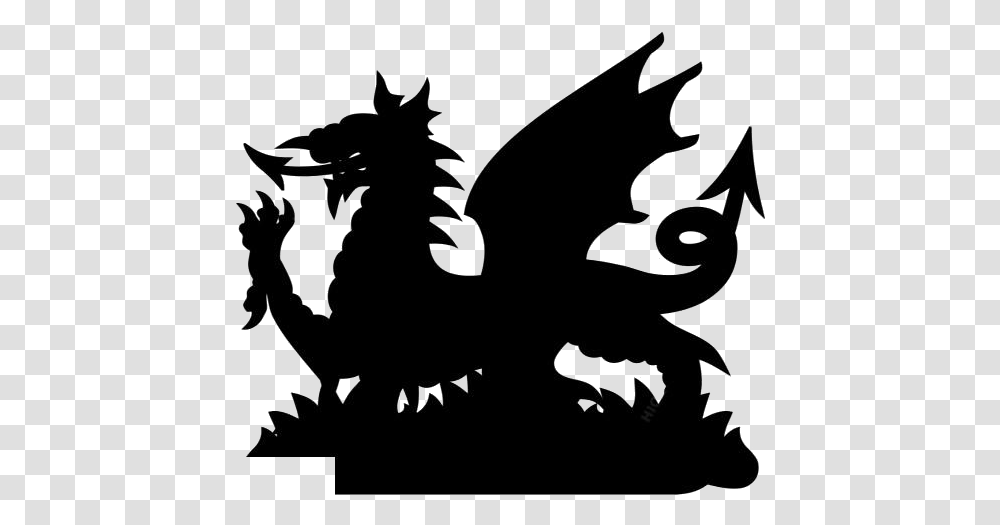 Rouge Dragon Silhouette Welsh Flag Dragon, Handwriting, Blackboard Transparent Png