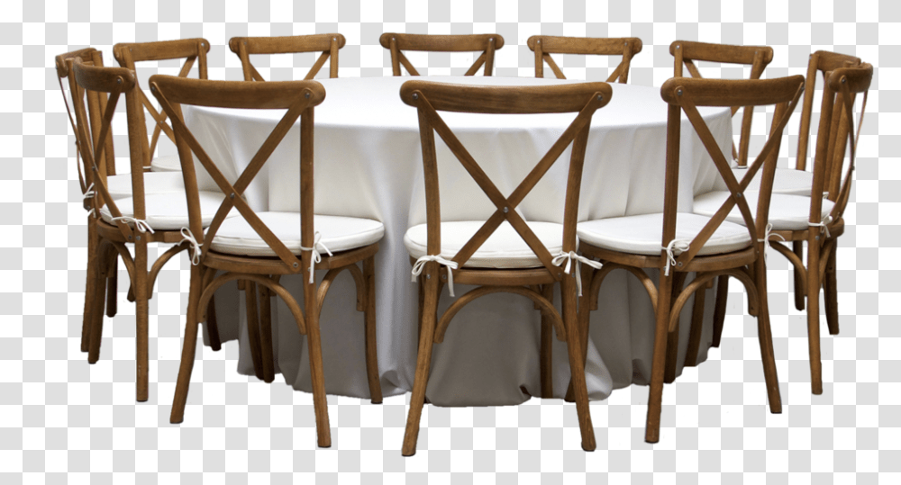 Round Banquet Table With 12 Honey Brown Cross Back Kitchen Amp Dining Room Table, Chair, Furniture, Dining Table, Home Decor Transparent Png