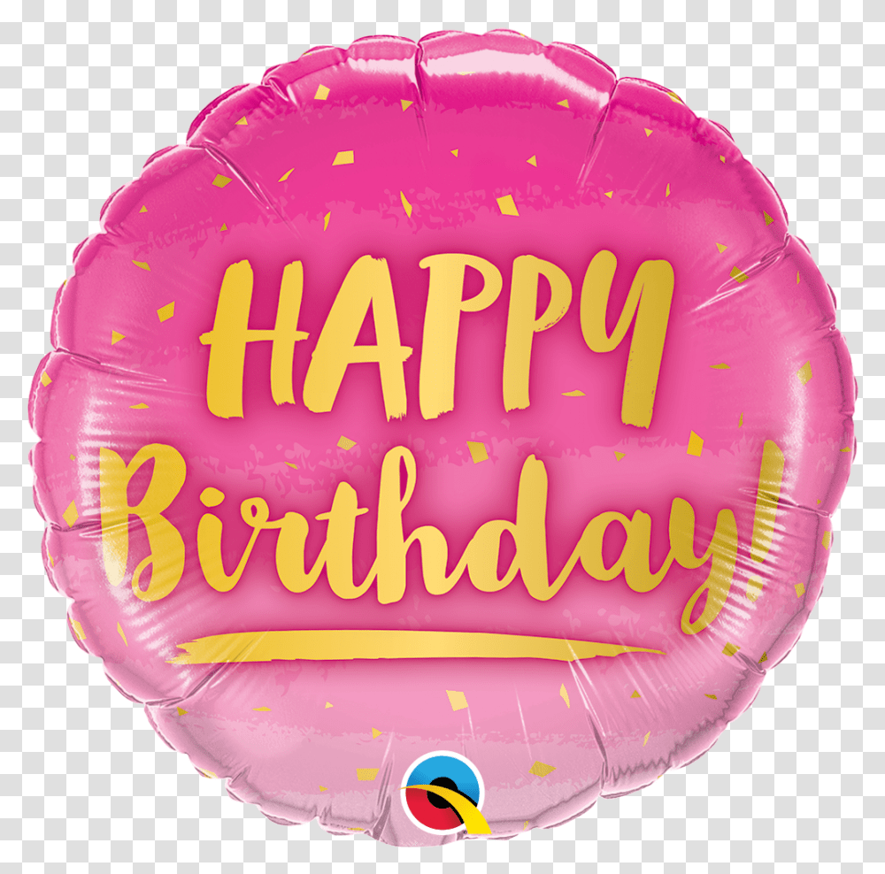 Round Birthday Gold Pink Foil Balloon Balloons, Birthday Cake, Dessert, Food, Sweets Transparent Png