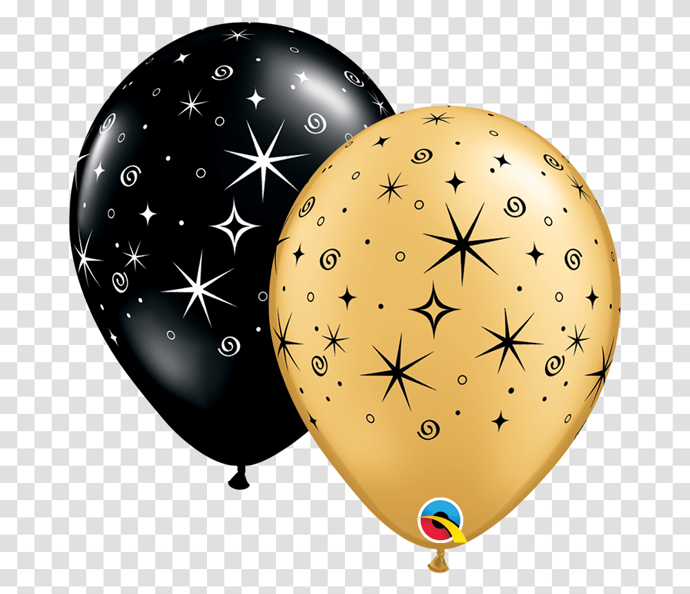 Round Black & Gold Sparkles Swirls 12578 Pack Of 50 Qualatex Australia Black And Gold Balloons, Sphere, Photography Transparent Png