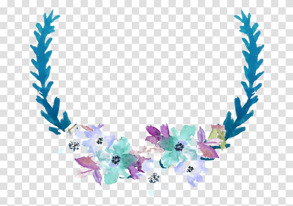 Round Blue Floral Image Background Watercolor Flower, Floral Design, Pattern Transparent Png