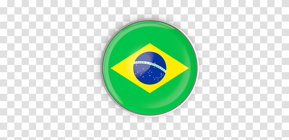 Round Button With Metal Frame Brazil Round Flag, Logo, Trademark, Emblem Transparent Png