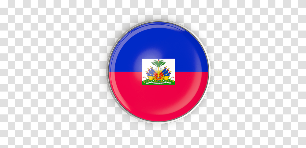 Round Button With Metal Frame Haiti Round Flag, Logo, Trademark Transparent Png