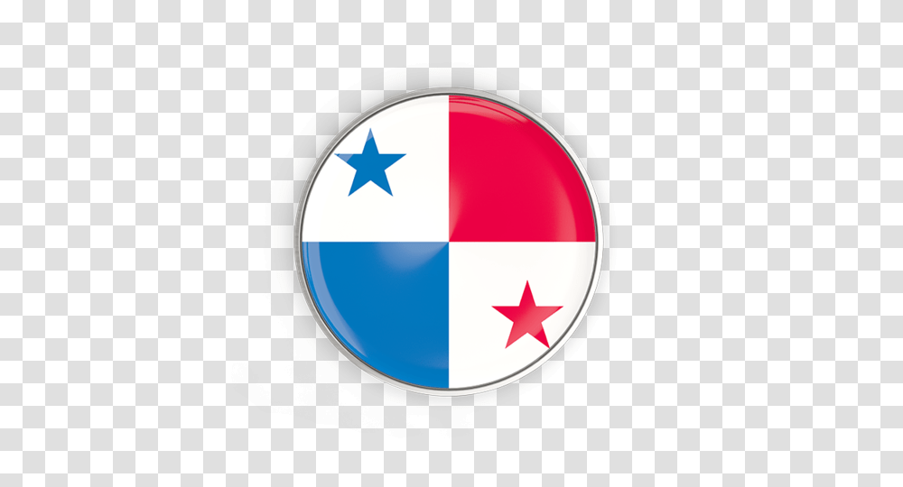 Round Button With Metal Frame Illustration Of Flag Of Panama, Star Symbol Transparent Png
