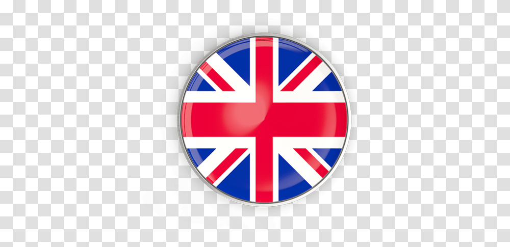 Round Button With Metal Frame Iran And Uk Flag, Logo, First Aid, Road Sign Transparent Png