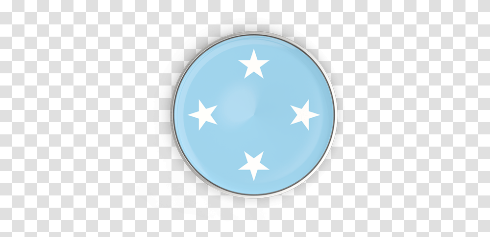 Round Button With Metal Frame Micronesie Flag, Star Symbol, Lighting, Outdoors Transparent Png