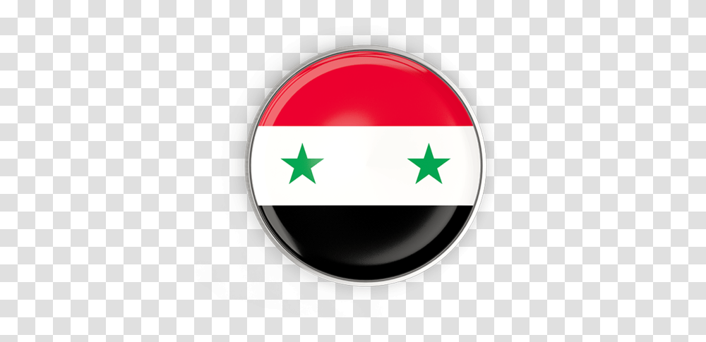 Round Button With Metal Frame Round Iraq Flag, Star Symbol, Recycling Symbol Transparent Png