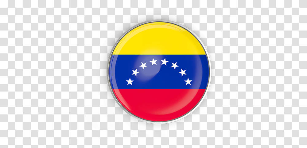Round Button With Metal Frame Venezuela Flag Circle, Logo, Star Symbol, Recycling Symbol Transparent Png