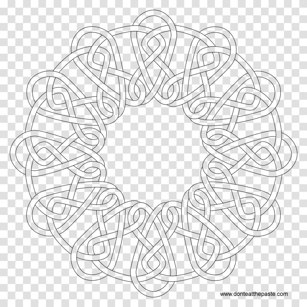 Round Celtic Knot Mandala Coloring Pages Coloring Book, Gray, World Of Warcraft Transparent Png