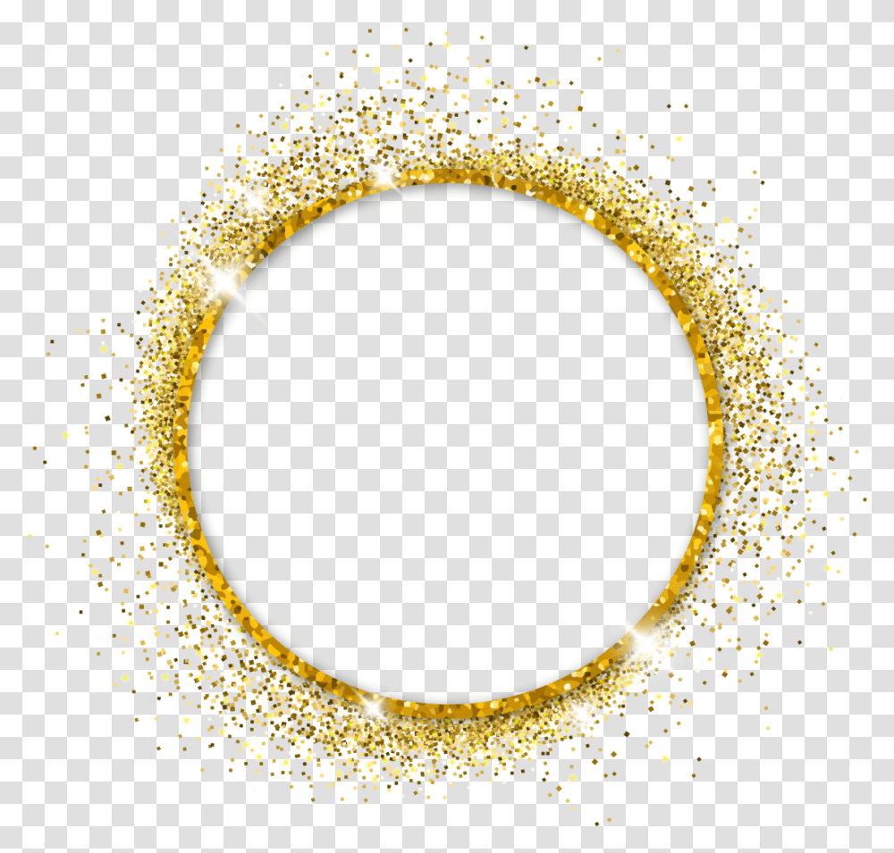 Round Circle Glitter Sparkles Swirl Frame Border Gold Circle Vector, Outdoors, Flare Transparent Png