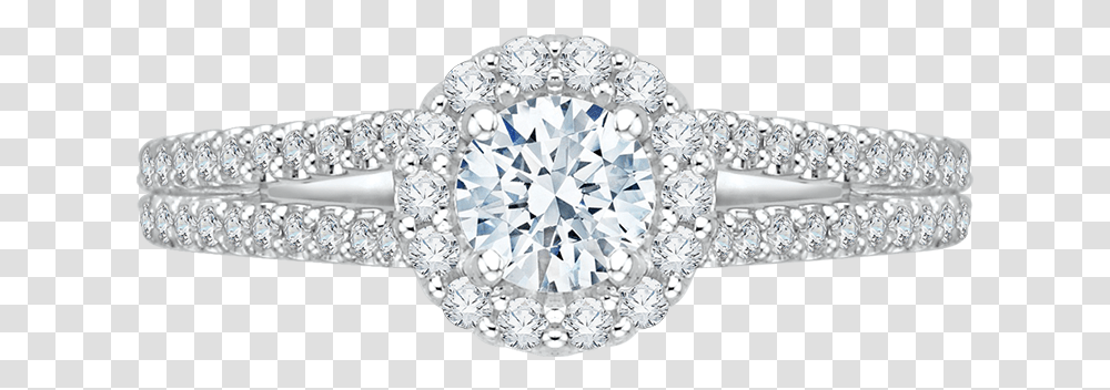 Round Diamond Halo Engagement Ring With Split Shank In 14k White Gold Solid, Gemstone, Jewelry, Accessories, Accessory Transparent Png