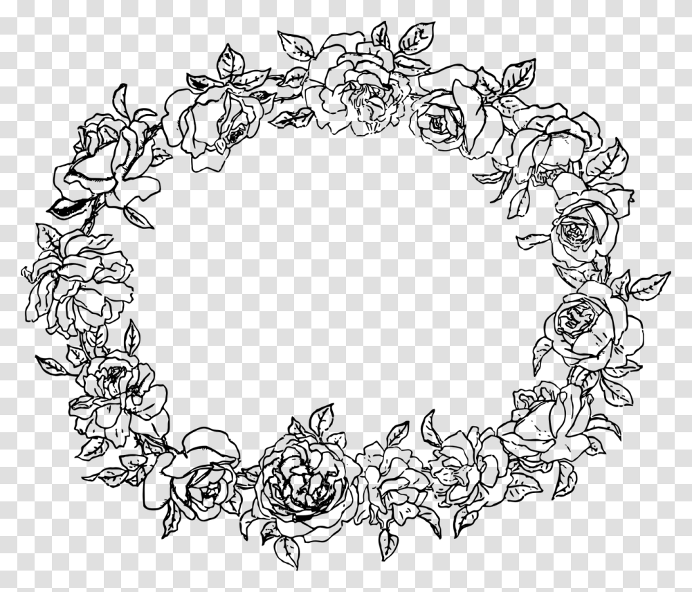 Round Flower Border Clipart Black And White, Gray, World Of Warcraft Transparent Png