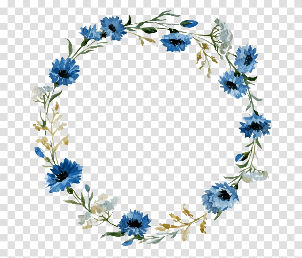 Round Flower Frame All Blue Floral Border, Accessories, Accessory, Jewelry, Wreath Transparent Png