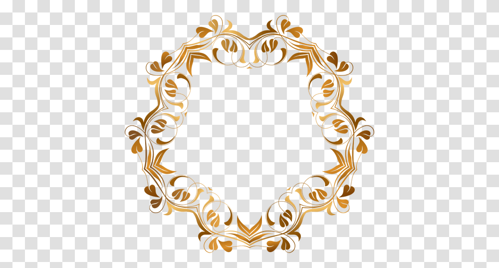 Round Flowery Frame In Golden Style Golden Round Design, Cross, Alphabet Transparent Png