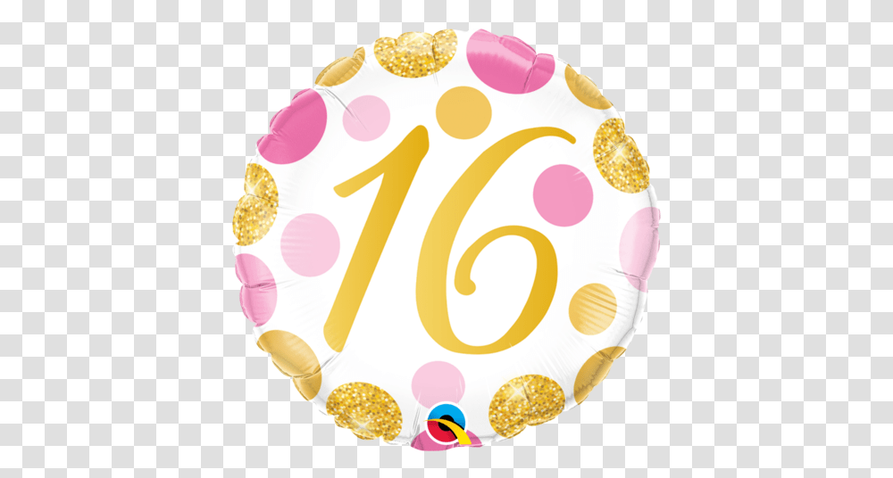 Round Foil 16 Pink Gold Dots 50th Happy Birthday Balloons Pink And Gold, Number, Symbol, Text, Birthday Cake Transparent Png
