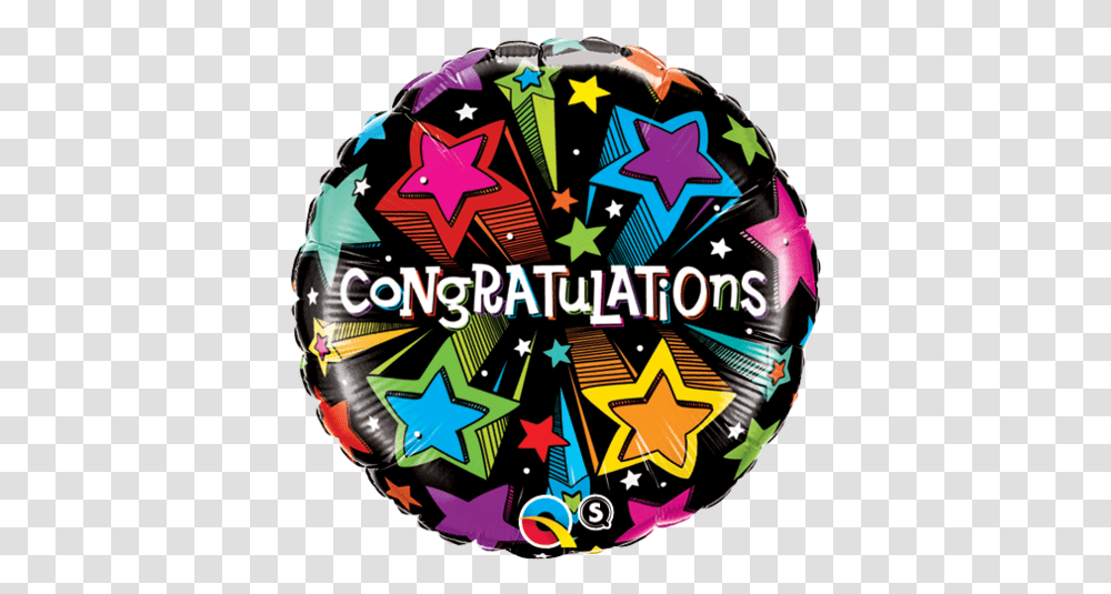 Round Foil Congratulations Shooting Stars 41434 - Each Pkgd Congratulations Ballons, Person, Graphics, Art, Helmet Transparent Png