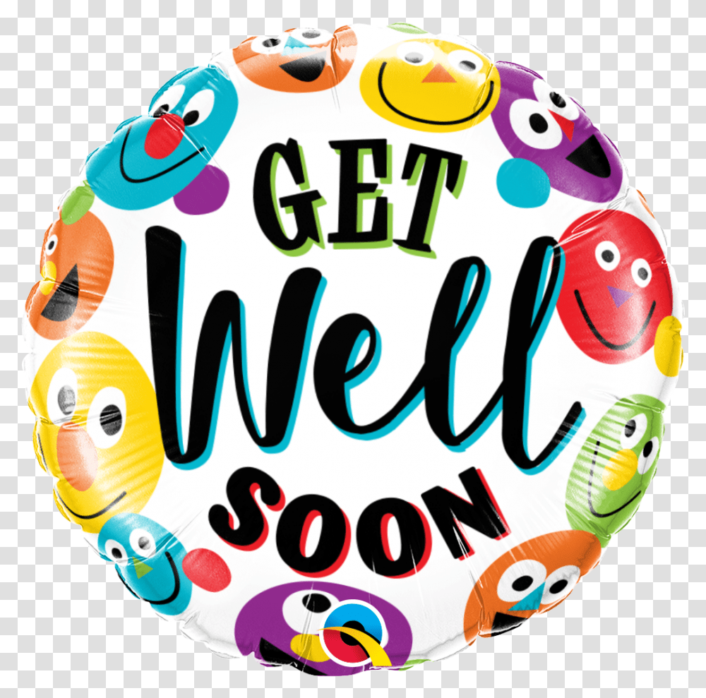 Round Foil Get Well Soon Smileys, Label, Ball, Word Transparent Png