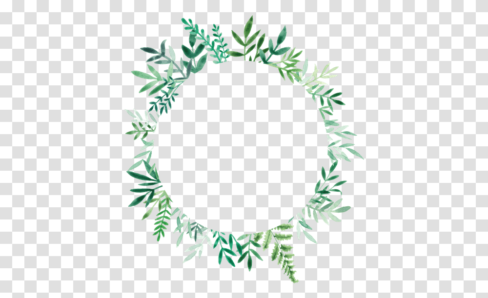 Round Frame Wreath Pattern With Roses And Pink Flower Buds Green Circle Leaf Border Transparent Png