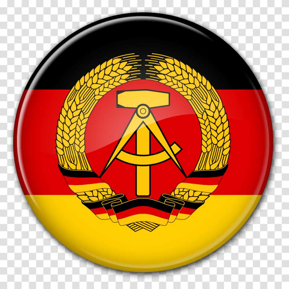 Round Glass Flag Gdr East Germany Flag Circle, Logo, Trademark, Badge Transparent Png