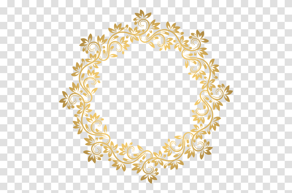 Round Gold Border, Rug, Floral Design, Pattern Transparent Png