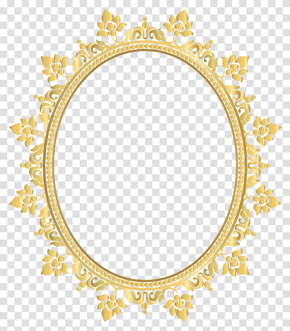 Round Golden Border Frame Clip Art, Oval Transparent Png