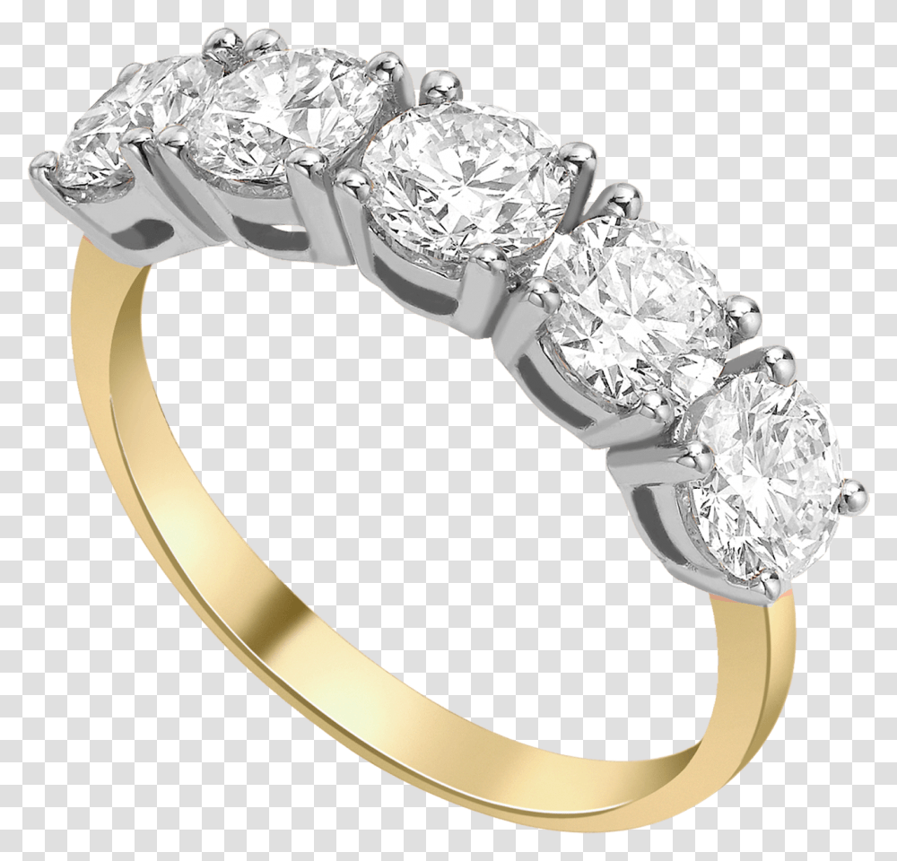Round H Si Diamond 5 Stone Eternity Ring Set In 18ct Yellow Gold 5 Diamond Ring, Accessories, Accessory, Jewelry, Platinum Transparent Png