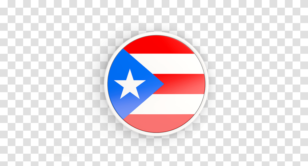 Round Icon With White Frame Illustration Of Flag Of Puerto Rico, Star Symbol, Label Transparent Png