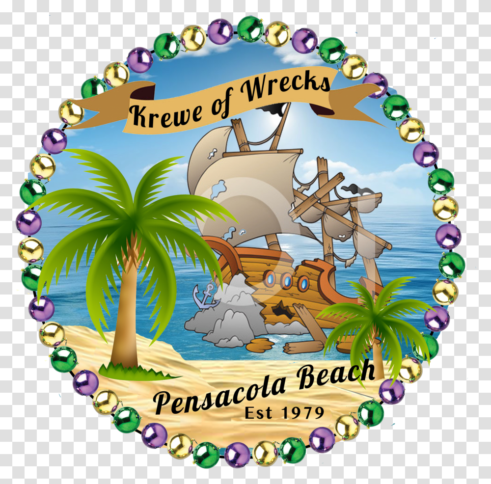 Round Logo Of A Shipwreck Surrounded By Purple Gold Stiforp, Vacation, Birthday Cake, Tree, Plant Transparent Png