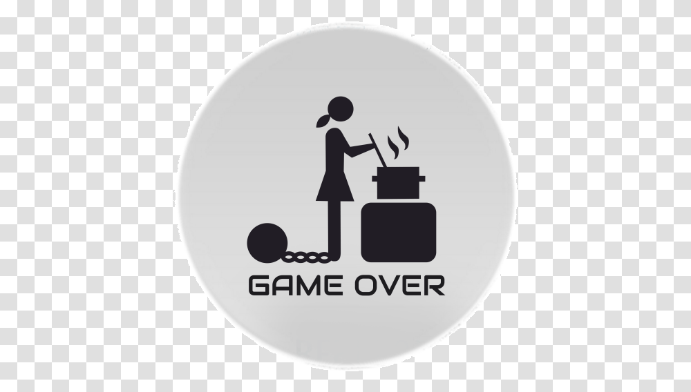 Round Magnet With Printing Game Over Girl Silhouette, Logo, Symbol, Trademark, Soccer Ball Transparent Png