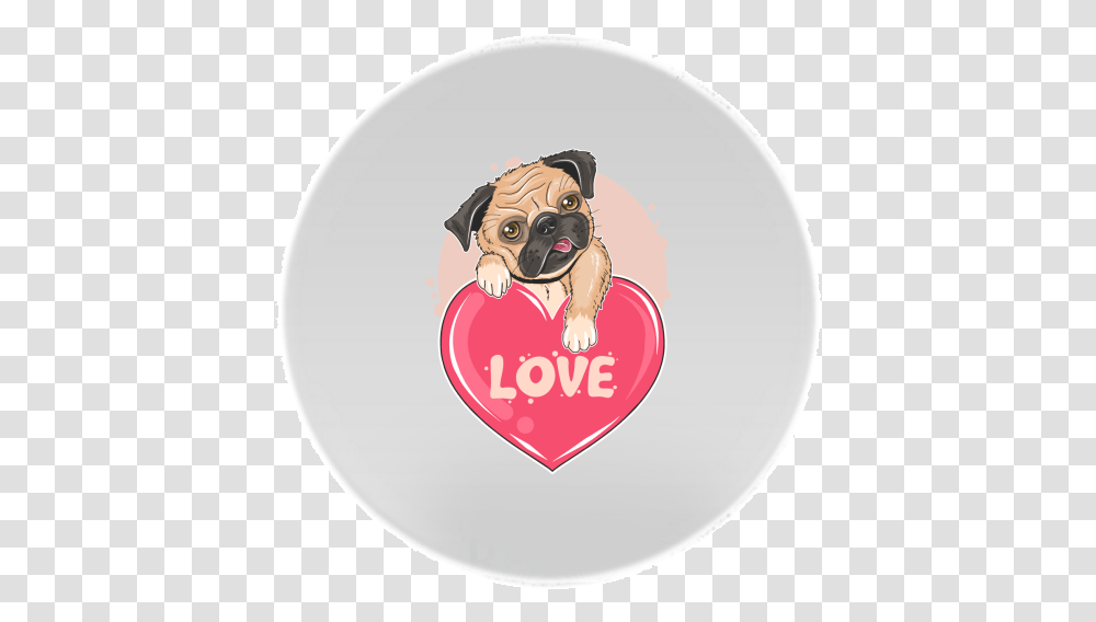Round Magnet With Printing Pug Love Face, Canine, Mammal, Animal, Dog Transparent Png