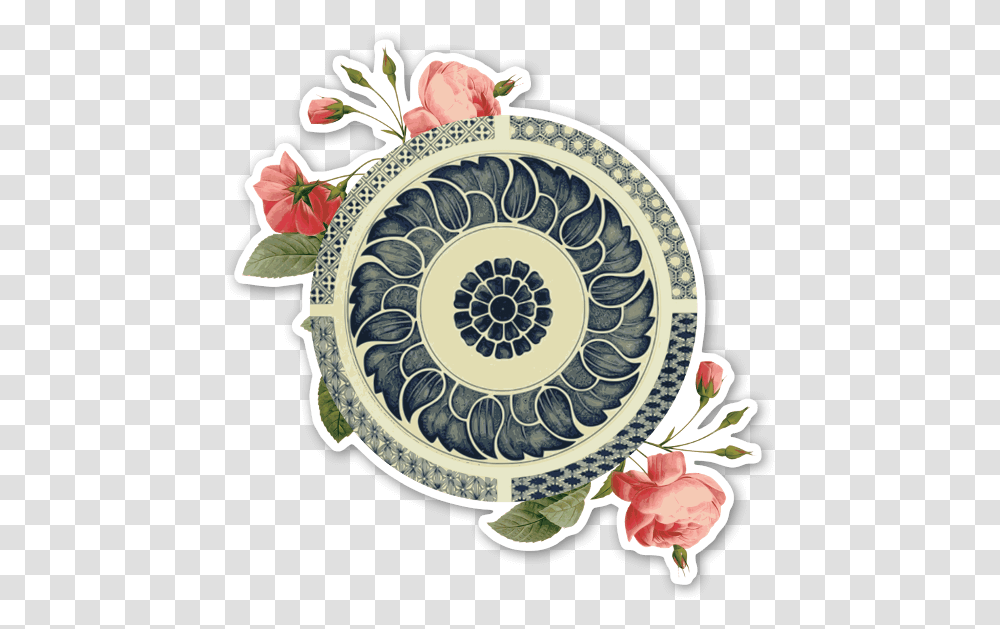 Round Marble Flower Sticker Traditional Chinese Ornament, Dish, Meal, Food, Porcelain Transparent Png