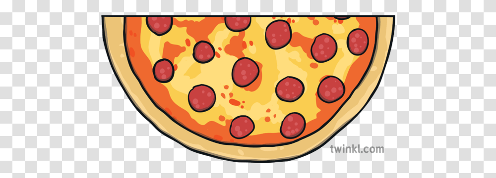 Round Pepperoni Pizza Half Slice 2 Topics Fractions Ks1 Half A Pizza Clipart, Dish, Meal, Food, Plant Transparent Png