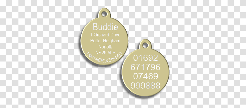 Round Pet Id Dog Tag With Tab Premium Coated Gold Locket, Text, Pendant, Ornament Transparent Png