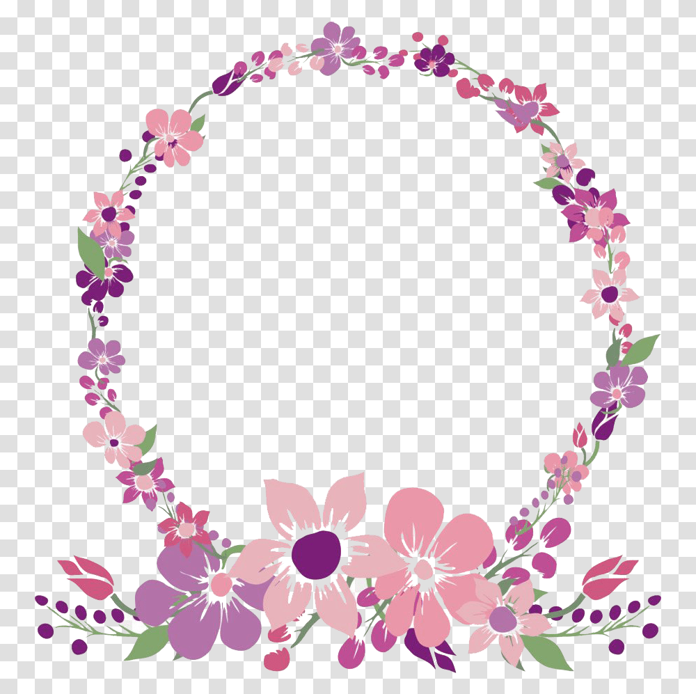 Round Poppy Flower Frame Clipart Mart Frame Flower Pink, Graphics, Floral Design, Pattern, Plant Transparent Png