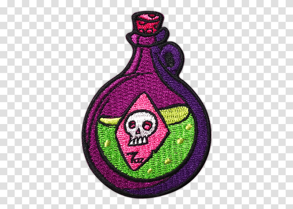 Round Potion Embroidered Patch By Seventh Illustration, Rug, Bottle, Plant, Scarf Transparent Png