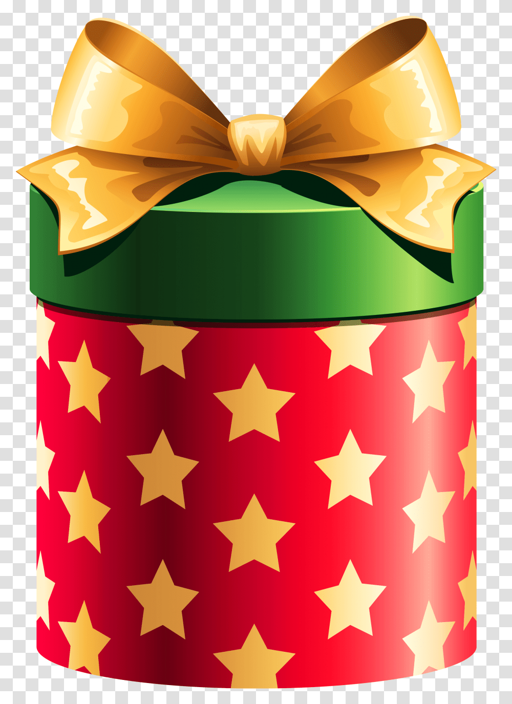 Round Red Gift Box With Gold Stars Clipart Christmas Gift Clipart, Hardhat, Helmet, Apparel Transparent Png