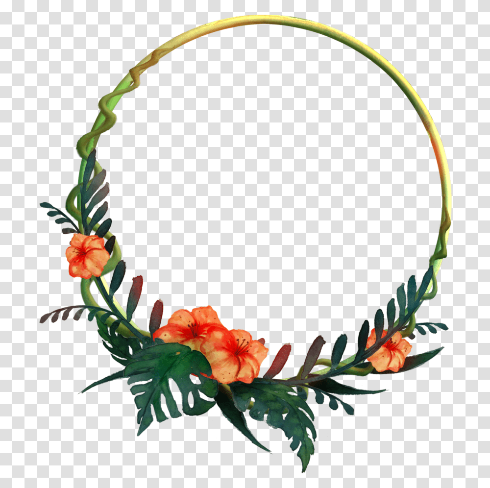 Round Tropical Frame, Plant, Flower, Blossom, Floral Design Transparent Png