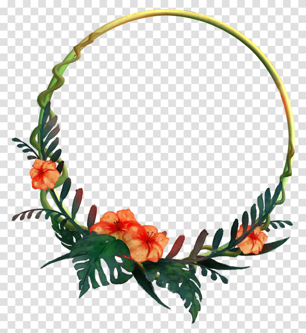 Round Tropical Frame, Plant, Flower, Blossom, Wreath Transparent Png