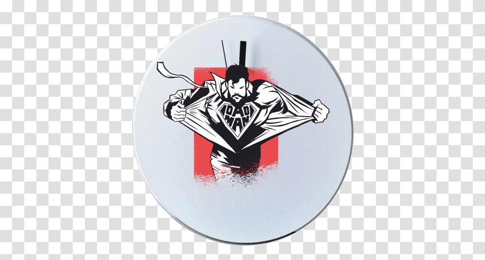 Round Wall Clock With Printing Dadman Superman, Symbol, Logo, Trademark, Person Transparent Png