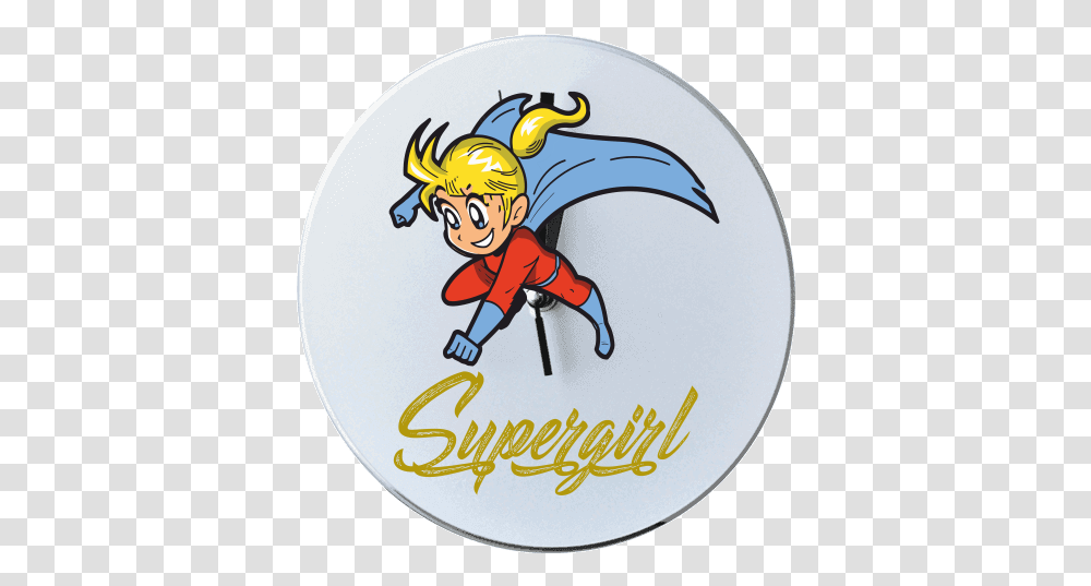 Round Wall Clock With Printing Supergirl Cartoon, Person, Human, Sport, Sports Transparent Png