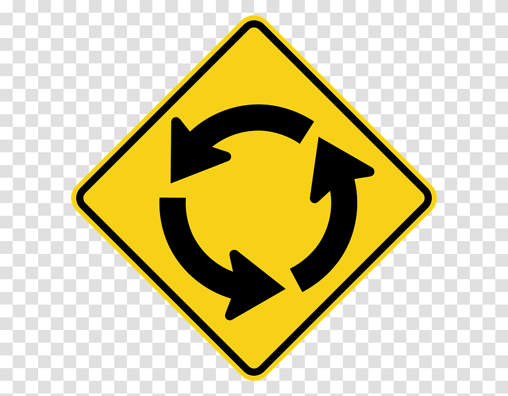 Roundabout Sign, Road Sign Transparent Png