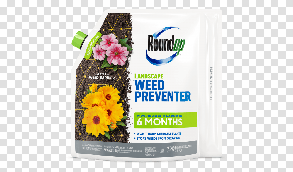 Roundup Landscape Weed Preventer, Plant, Flower, Label Transparent Png