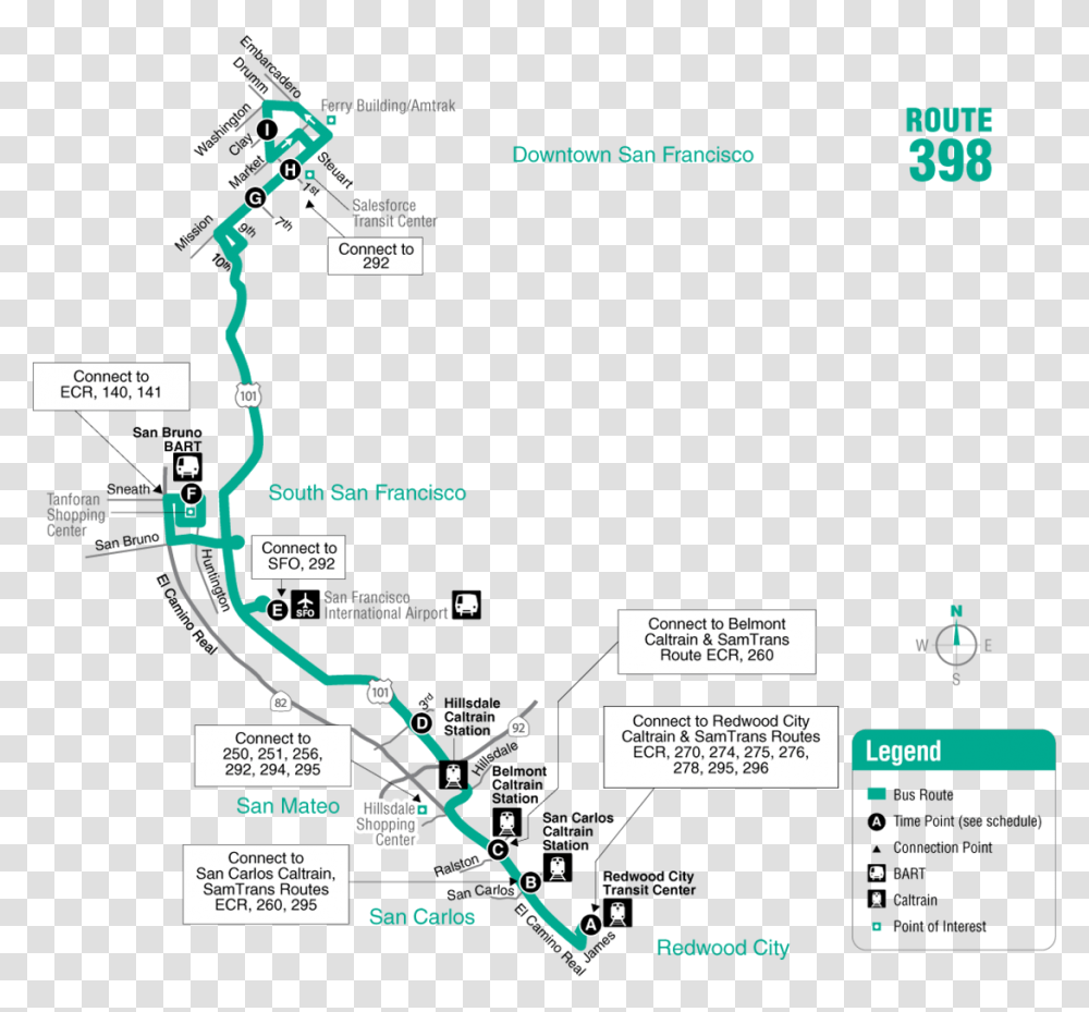 Route 398 Map 398 Bus Route San Francisco, Plot, Diagram, Cat, Animal Transparent Png