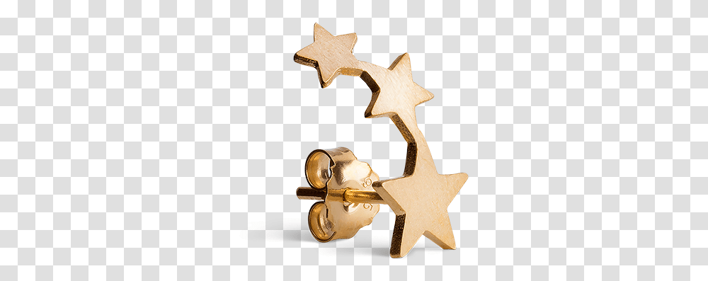 Row Of Stars StudTitle Row Of Stars Stud Earring, Cross, Star Symbol, Gold Transparent Png