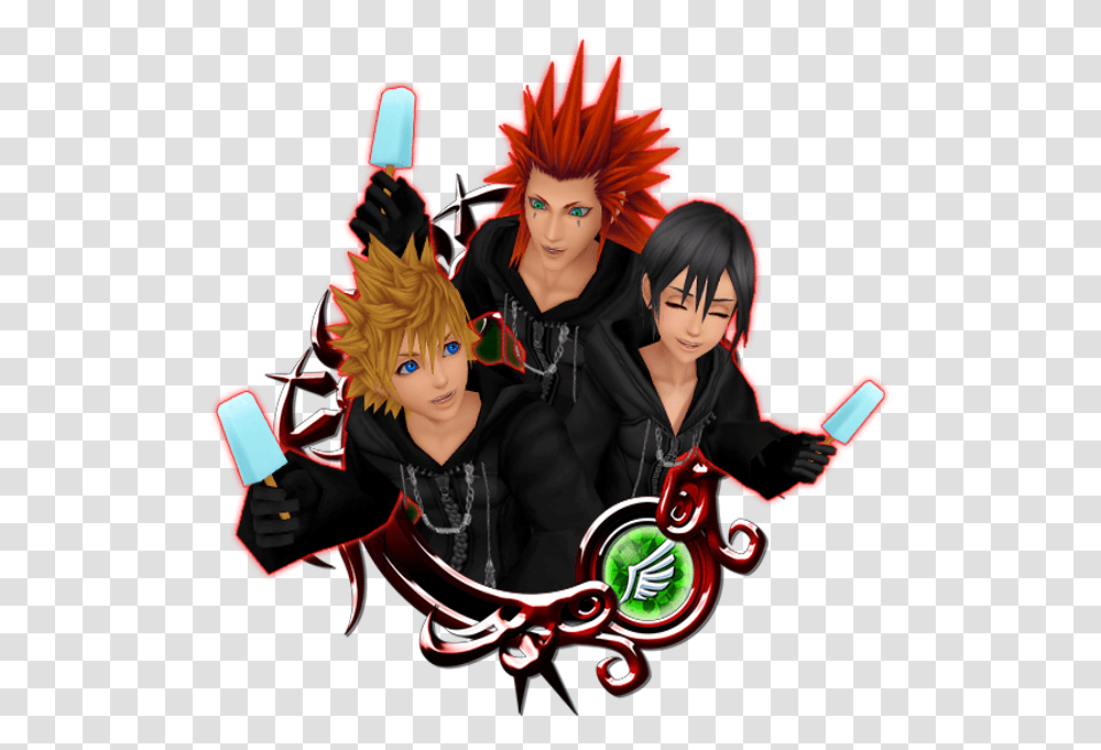 Roxas Amp Axel Amp Xion Was Handed Out Earlier This Week Kingdom Hearts Roxas Xion Axel, Manga, Comics, Book, Person Transparent Png