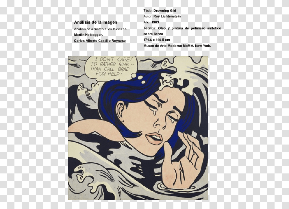 Roy Lichtenstein Drowning Girl, Pillow, Cushion, Book Transparent Png