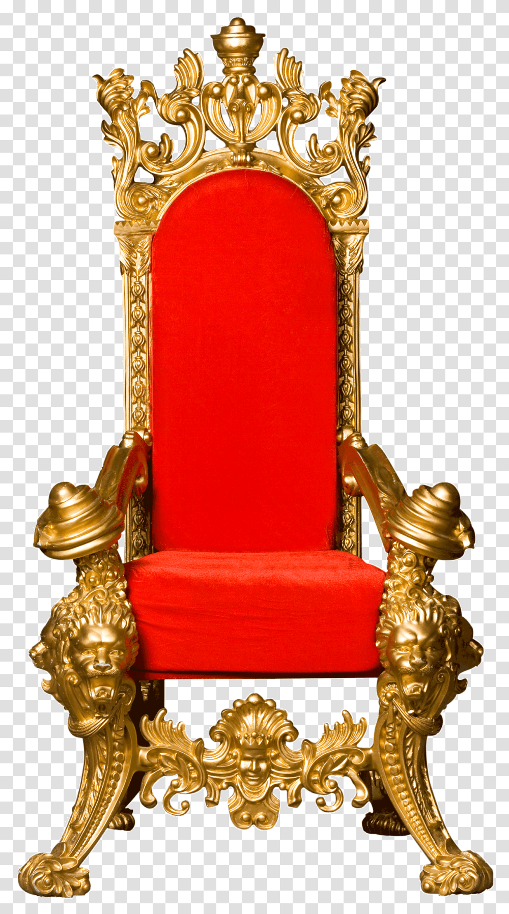 Royal Chair Gold Red Freetoedit Clipart Throne, Furniture, Couch, Bronze Transparent Png