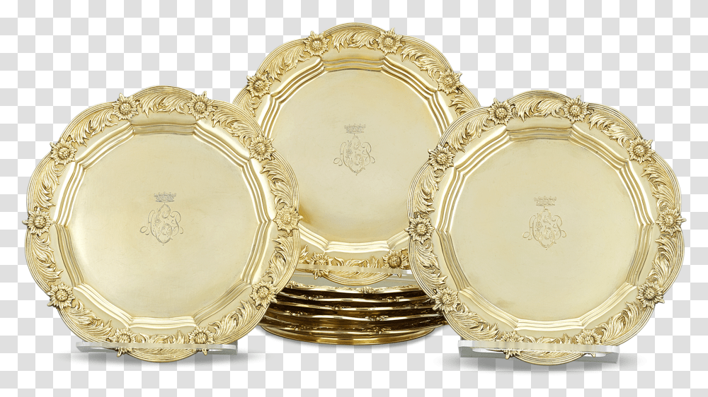 Royal Chrysanthemum Silver Gilt Salad Plates By Tiffany Serving Tray, Gold, Pottery, Saucer, Porcelain Transparent Png